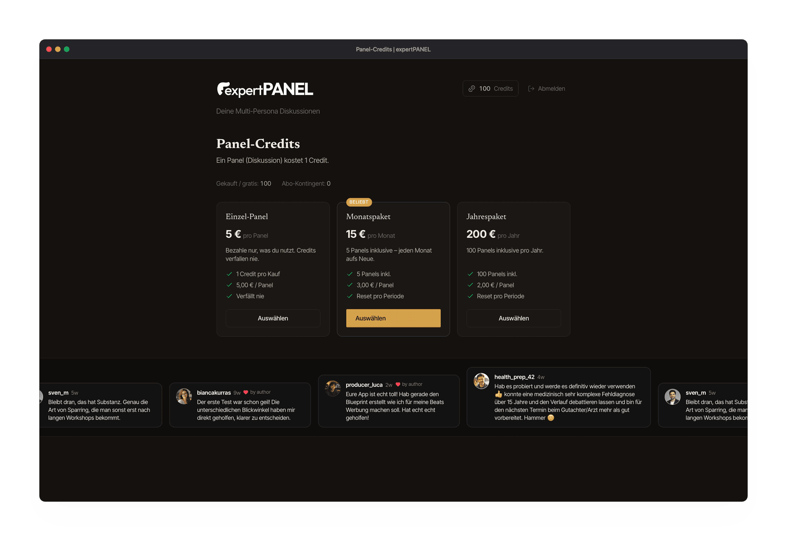 expertPANEL Panel-Credits mit Einzel-, Monats- und Jahrespaket