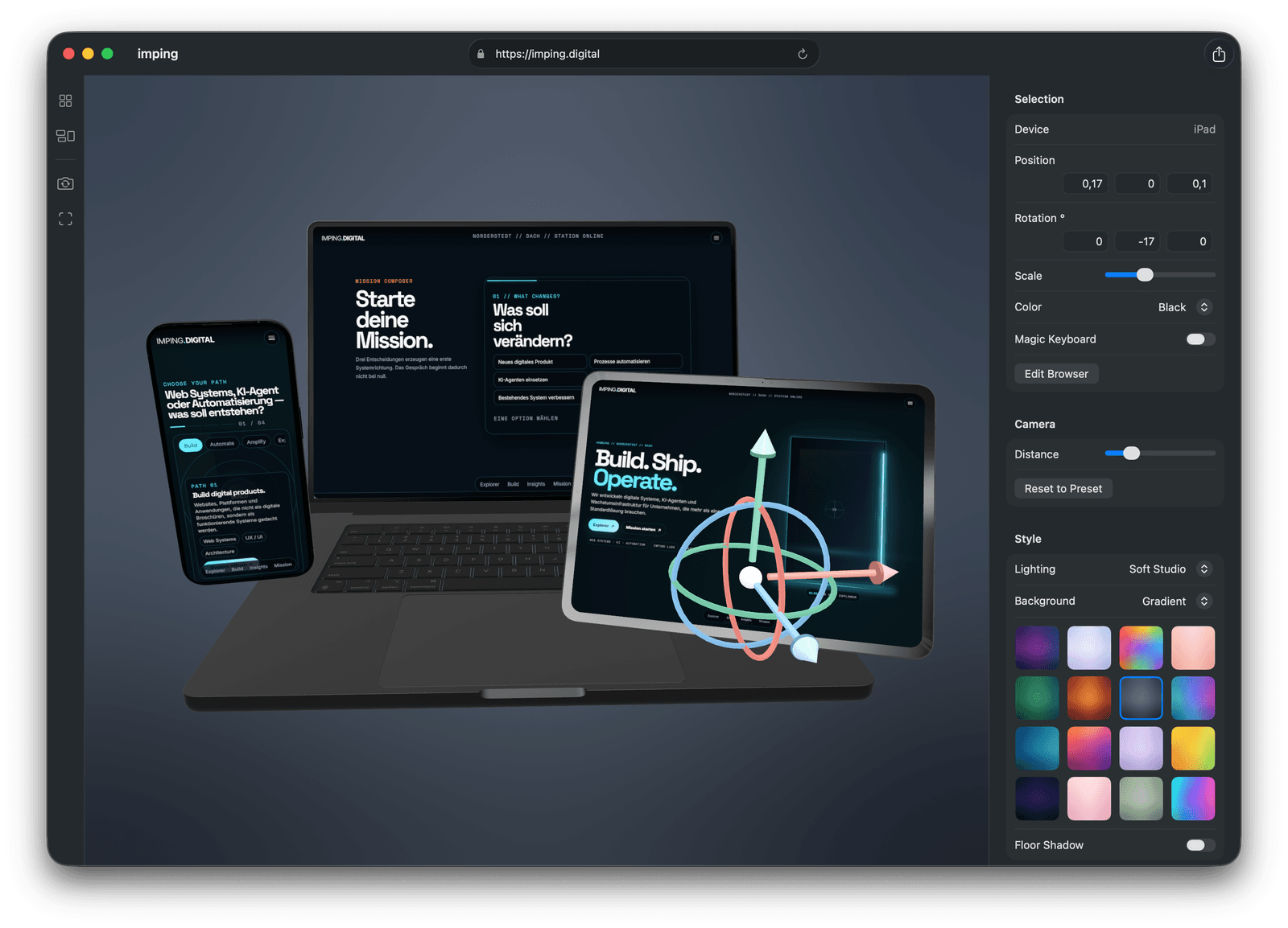 Webdm mit MacBook, iPhone und iPad in einer Szene
