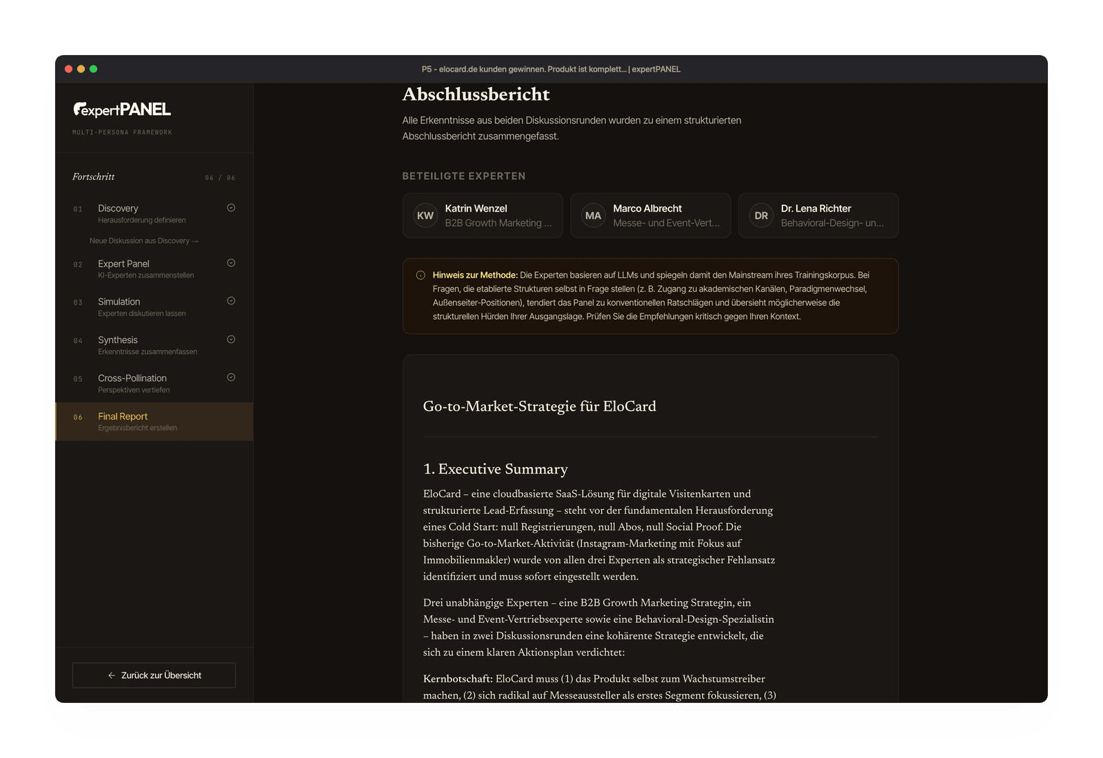 expertPANEL Abschlussbericht mit Expertinnen und Executive Summary